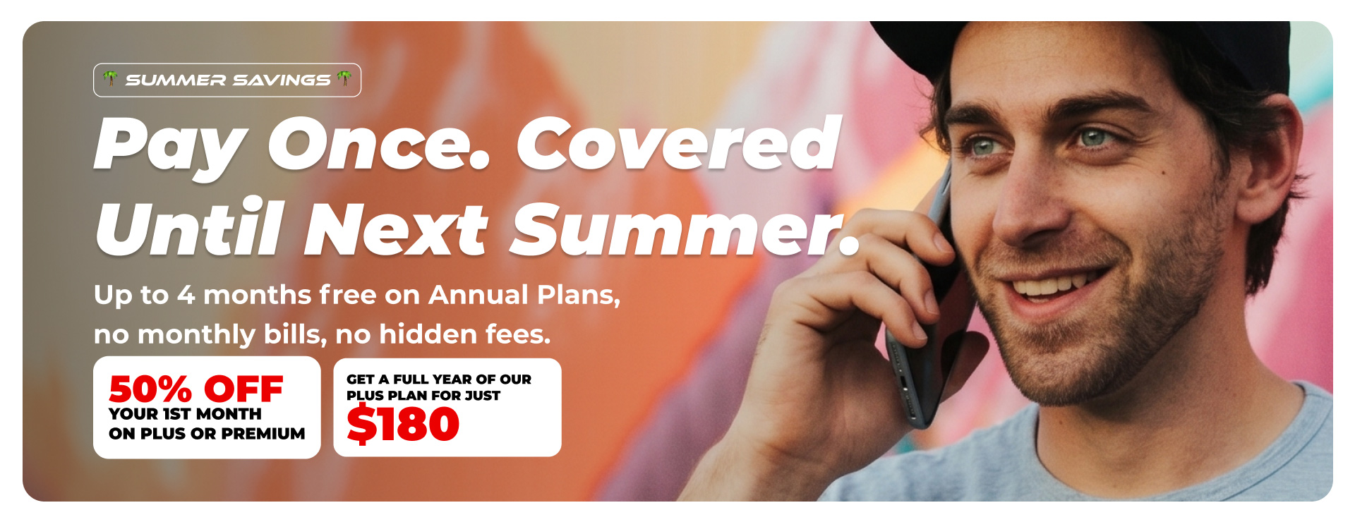 50% off the first month is available exclusively to new customers or existing customers activating a new line. Annual plans include 4 months free on the Essentials plan only, 3 months free on the Plus plan, and 2 months free on the Premium plan. These are the annual plan rates during the first billing year; renewal rates listed per plan will apply. These offers are available to new and existing customers who purchase a qualifying plan as a new line. Offers cannot be combined with other promotions and may end at any time. Terms are subject to change.