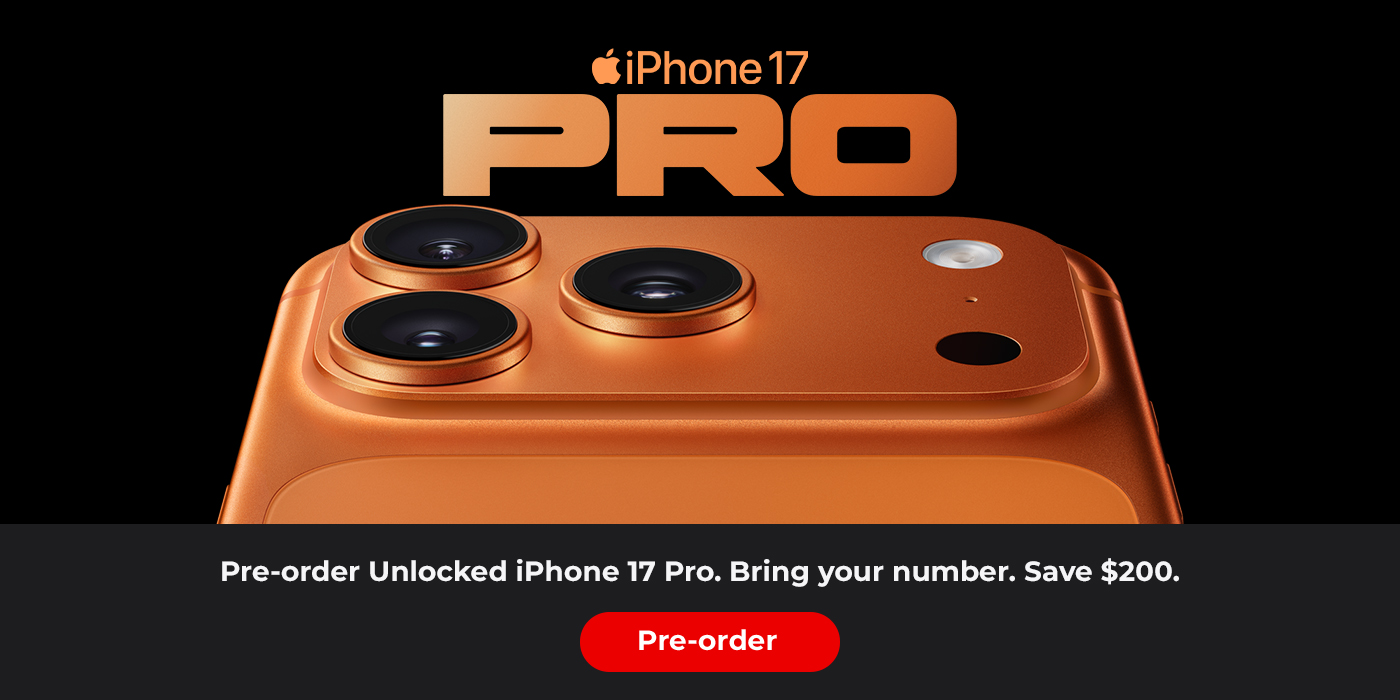 Unlocked iPhone 17 (all models) pre-orders will receive an instant $50 discount. Get an additional $150 rebate after 90 days on a $20+ monthly plan when you complete a successful number transfer (number transfer does not apply to existing customers). Additionally, the unlocked iPhone 15 Pro and 15 Pro Max (512GB) are currently eligible for an instant $300 discount and a $300 rebate. Customers can also enjoy a $300 rebate on select iPhone models and a $150 rebate on all others. All rebates are issued after three consecutive months of AutoPay on qualifying GSMA plans starting at $20/month. These offers are available to both new and existing customers with eligible plans.