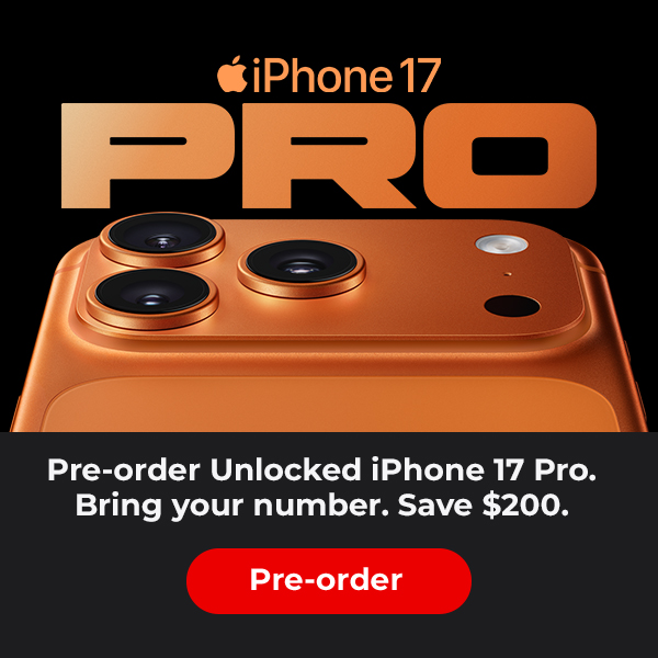 Unlocked iPhone 17 (all models) pre-orders will receive an instant $50 discount. Get an additional $150 rebate after 90 days on a $20+ monthly plan when you complete a successful number transfer. Additionally, the unlocked iPhone 15 Pro and 15 Pro Max (512GB) are currently eligible for an instant $300 discount and a $300 rebate. Customers can also enjoy a $300 rebate on select iPhone models and a $150 rebate on all others. All rebates are issued after three consecutive months of AutoPay on qualifying GSMA plans starting at $20/month. These offers are available to both new and existing customers with eligible plans.