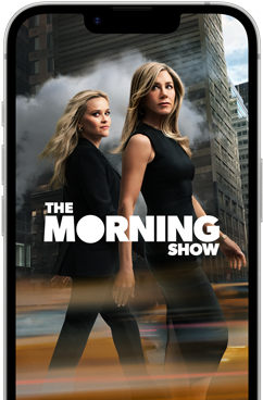iPhone 17e front screen showing the Apple TV series The Morning Show