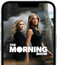 iPhone 17e front screen showing the Apple TV series The Morning Show