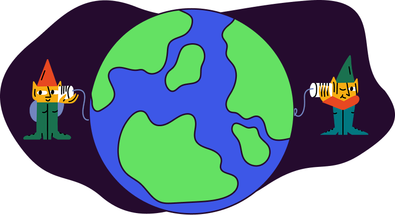 Globe with travelers